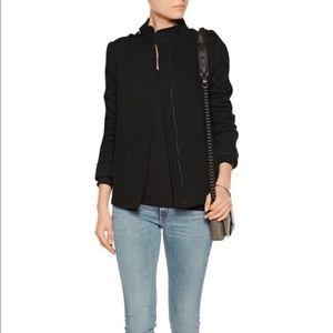 VINCE MOTO INSPIRED TWILL WOOL-BLEND COAT Size 4